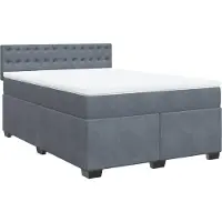 vidaXL Boxspring met matras fluweel donkergrijs 140x200 cm
