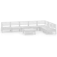 vidaXL 8-delige Loungeset massief grenenhout wit