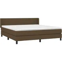 vidaXL Boxspring met matras stof donkerbruin 160x200 cm
