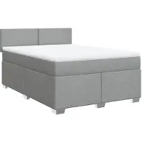vidaXL Boxspring met matras stof lichtgrijs 140x190 cm