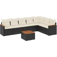 vidaXL 8-delige tuinmeubelset met kussens, zwart, polyrotan