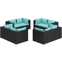 vidaXL 8-delige Loungeset met kussens poly rattan zwart