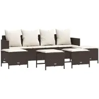 vidaXL 5-delige Loungeset met kussens poly rattan bruin