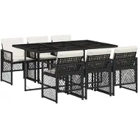 vidaXL 7-delige tuinset met kussens, zwart, van polyrotan