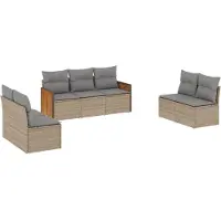 vidaXL 7-delige Loungeset met kussens poly rattan beige