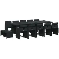 vidaXL 15-delige Tuinset met kussens poly rattan zwart
