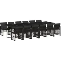vidaXL 13-delige Tuinset met kussens poly rattan zwart