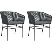 Syfax Tuinstoelen 2 st met kussens poly rattan zwart