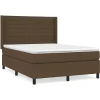 vidaXL Boxspring met matras stof donkerbruin 140x200 cm