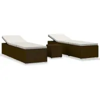 Syfax 3-delige Ligbeddenset met theetafel poly rattan bruin