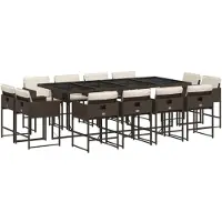 vidaXL 13-delige Tuinset met kussens poly rattan bruin