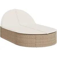 vidaXL Ligbed 2-persoons met kussens poly rattan beige