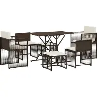 vidaXL 7-delige Tuinset met kussens poly rattan bruin