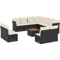 vidaXL 12-delige Loungeset met kussens poly rattan zwart