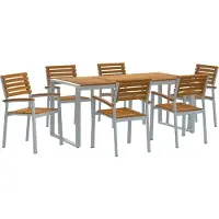 vidaXL Tuin Eettafel Set 7 pcs Grijs Massief Acacia Hout