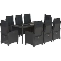 vidaXL 9-delige Tuinset poly rattan zwart