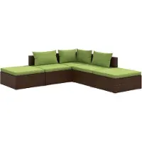 vidaXL 5-delige Loungeset met kussens poly rattan bruin
