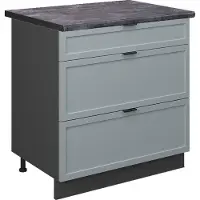 Vicco Fame-Line Keukenonderkast – 80 cm met 3 laden, WB Antraciet Licht blauw-grijs