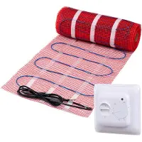Pro-mat 5 m², Kleur thermostaat: Wit - Complete elektrische vloerverwarming set, 200 watt incl analoge thermostaat. - vloerverwarming matten - vloerverwarming matten