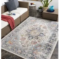 Surya - SELMA - Stijlvol vintage tapijt - Blauw/roest- Geschikt voor buiten
