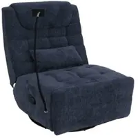 Mendler Relaxfauteuil HWC-P92, tv-fauteuil, draaibare fauteuil met kantelfunctie en houder voor mobiele telefoon, bekleding: chenille (260g/m²), kleur: blauw