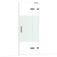 Maxaro Diamond Douchedeur | 80 cm Zwart metaal Helder met matte strook Draaideur
