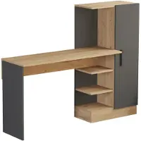 Helloshop26 Volwassen bureau - - Bureau met ingebouwde kast - 120 x 153 x 40 cm - Eiken effect - Eenvoudige montage