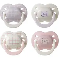 Tommee tippee Ultimate Fit-fopspeen - 0-6 maanden - 4 stuks - orthodontische symmetrische speen- 100% BPA-vrij silicone - Roze deco