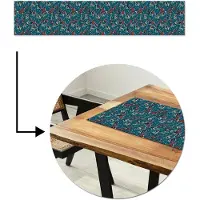 MuchoWow Tafelloper 200x40 cm - Tafelmat vinyl Golven - Retro - Blauw - Patroon - Tafeldecoratie - Tafelversiering - Keuken decoratie - Tafel versiering