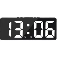LONGZIMING -Digitale Wekker voor Slaapkamer – LED Klok met Temperatuur – Instelbare Helderheid – Zwart/Wit