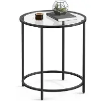 Vasagle Ronde bijzettafel met metalen frame, Zwart