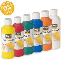 Creall Vingerverf - Set 6 x 250 ml – 6 leuke kleuren – Veilige & Uitwasbare Vingerverf – Creatief Knutselen - Gemaakt in NL