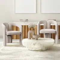 STILVORA Eetkamerstoel - Modern Design - Set van 2 - Comfortabel met Zacht Fluweel en Robuuste Houten Poten - Voor Eetkamer en Woonkamer - Beige