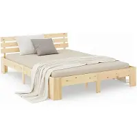 Homestyle4u Tweepersoonsbed - 140x200 cm - Houten bed - Naturel Dennenhout