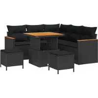 vidaXL Tuinbank Set 8 st 5-Aantal zitplaatsen Zwart Poly rattan