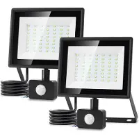 Aigostar - 2X LED Schijnwerper 50W met sensor - IP65 - 6500K - Daglicht wit - Floodlight - Bouwlamp - Zwart
