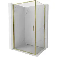 Mexen Exo scharnierende douchecabine 75 x 110 cm, transparant, goud - 817-075-110-50-00
