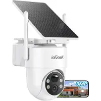 Avylet Solar PTZ Beveiligingscamera voor Buiten - 2K Draadloze Wi-Fi Outdoor Camera met Zonnepaneel - Pan/Tilt 360° - PIR Bewegingsdetectie - Kleur Nachtzicht - Waterdicht