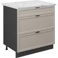 Vicco Fame-Line Keukenonderkast – 80 cm met 3 laden, WB Marmer GrijsBeige