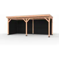 Westwood Douglas overkapping, 600 x 250, met achterwand en zijwand, Comfort Plus Zwart