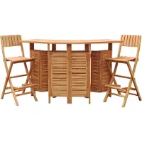 Axi Bruno Barset van Teak Hout met 2 Barkrukken | Tuinbar / Inklapbare Tuinset met Opbergruimte | Bartafel met Barstoelen voor in de Tuin | Tuinmeubelset