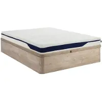 Vente-unique Set 160 x 200 cm boxspring met opbergruimte in naturelkleur + HD-schuimmatras 7 zones en afneembaar dekmatras met vormgeheugen en gel foam comfort toplaag, dikte 22 cm - FAGANI van YSMÉE
