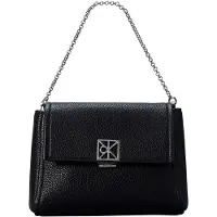 Calvin Klein Schoudertas 'Emblem Pebble Grain' zwart