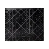 Calvin Klein Portemonnee 'Coated Emblem Print Bifold' lichtgrijs / zwart