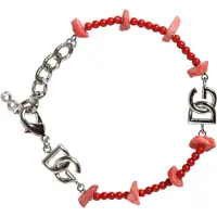 Dolce&Gabbana Zilverkleurige Messing Kralen Hars DG Logo Schakelarmband