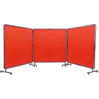 Vevor 3-delig lasgordijn 1,8 x 1,8 m Vlamvertragend vinyl lasscherm met 12 zwenkwielen en 6-laags UV-bescherming Lasdeken Lasbescherming Rood
