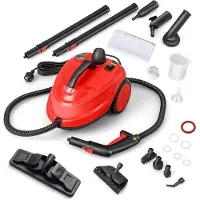 Costway Stoomreiniger 2000 W, stoomdruk: max. 5 bar, temperatuur tot 160 ℃, oppervlaktevermogen: 108 m², tank van 1,8 liter, opwarmtijd: 8 min, stoomapparaten incl. 13 accessoires en 5 m lange