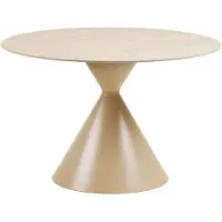 Ebuy24 Ronde Eettafel Annecy - Ø120x75cm - Travertin/Keramisch - Zandkleur - 2-4 Personen