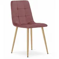 Leobert Eetkamerstoel KARA Donkerroze – Velvet Bekleding, Ergonomisch Design, Houtlook Metalen Poten, Comfortabele Zitting, Max. 120 kg