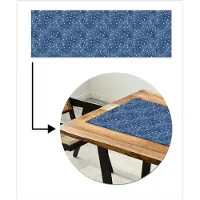 MuchoWow Tafelloper 150x50 cm - Tafelmat vinyl Frans - Citroen - Stippen - Wit - Blauw - Tafeldecoratie - Tafelversiering - Keuken decoratie - Tafel versiering